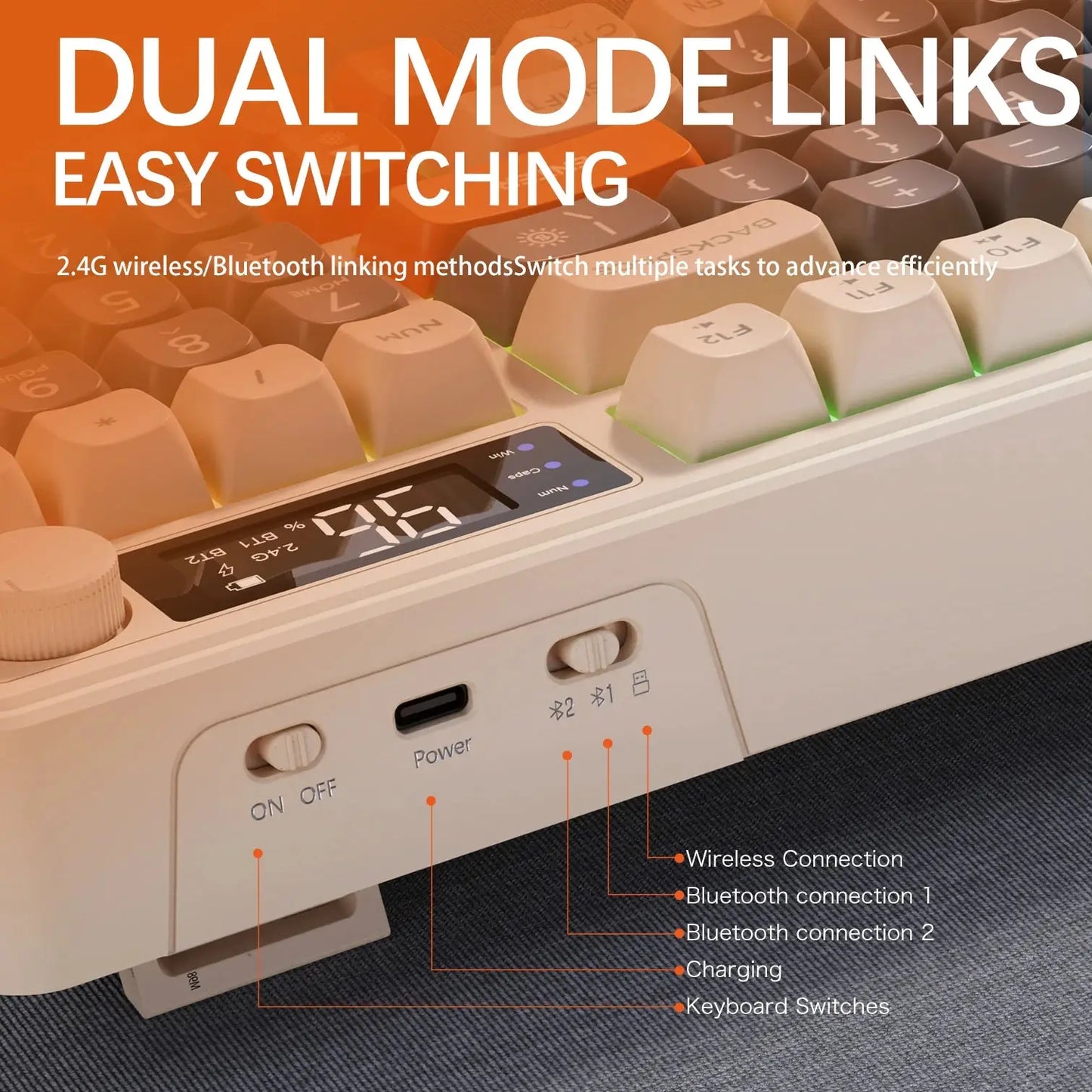 M96 Screen Wireless Keyboard Mouse Kit ZIYOULANG Bluetooth Keyboard With Mouse Gaming,Electronic Screen, Multi-Device Connection Ai-TechWorld 