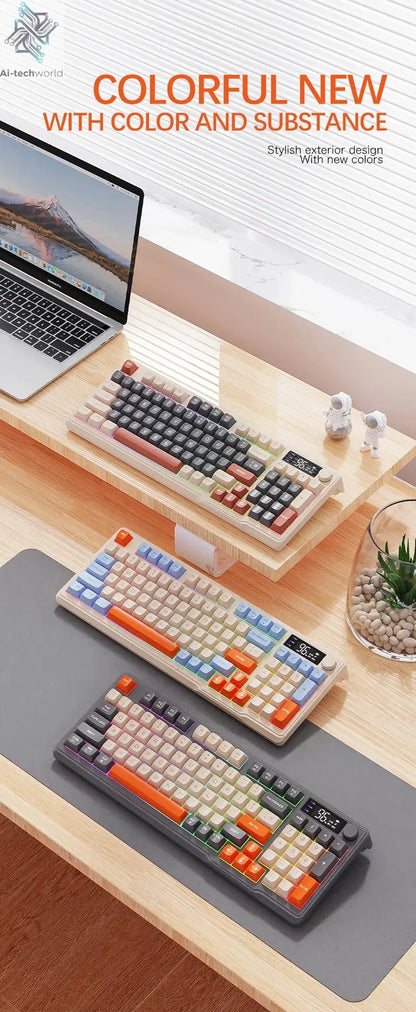 M96 Screen Wireless Keyboard Mouse Kit ZIYOULANG Bluetooth Keyboard With Mouse Gaming,Electronic Screen, Multi-Device Connection Ai-TechWorld 
