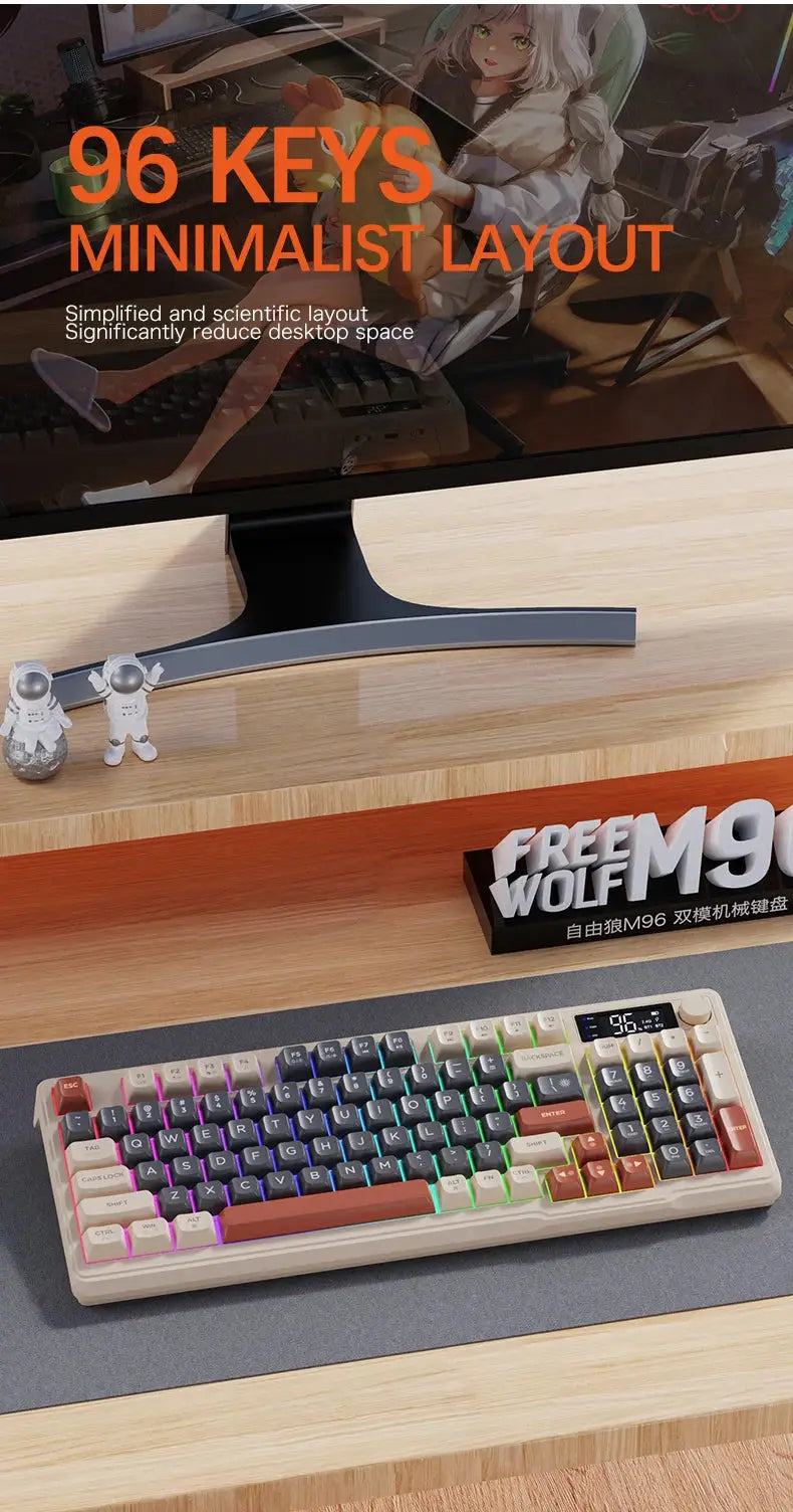 M96 Screen Wireless Keyboard Mouse Kit ZIYOULANG Bluetooth Keyboard With Mouse Gaming,Electronic Screen, Multi-Device Connection Ai-TechWorld 