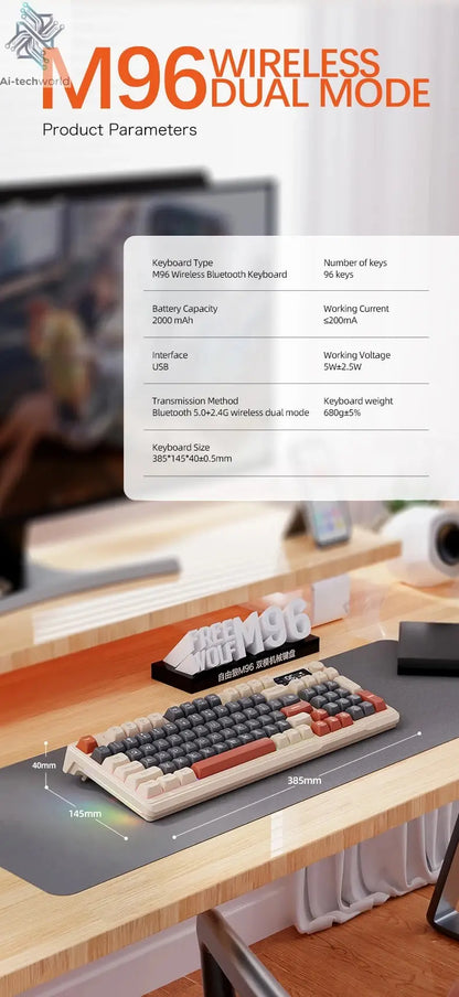 M96 Screen Wireless Keyboard Mouse Kit ZIYOULANG Bluetooth Keyboard With Mouse Gaming,Electronic Screen, Multi-Device Connection Ai-TechWorld 