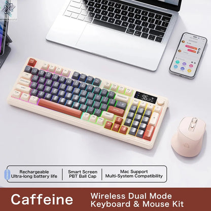 M96 Screen Wireless Keyboard Mouse Kit ZIYOULANG Bluetooth Keyboard With Mouse Gaming,Electronic Screen, Multi-Device Connection Ai-TechWorld 