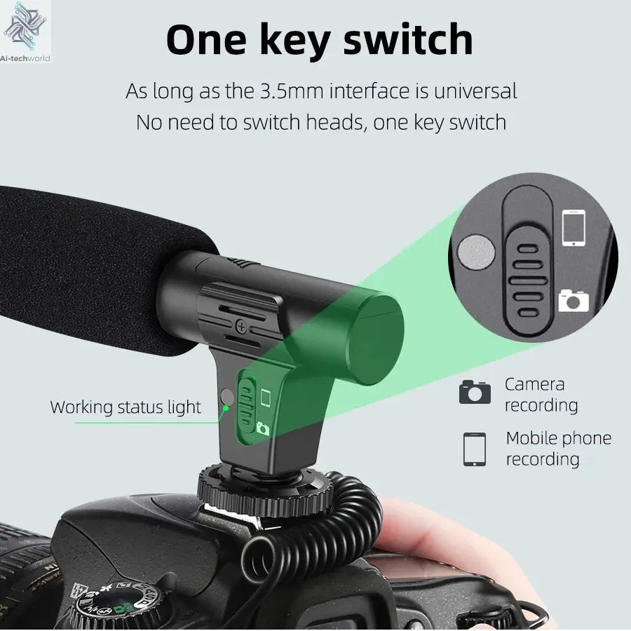 MAMEN Video Recording Microphone with Long Spring Cable Plug and Play for Phone SLR Camera for Vlog Interview Podcast Microfone Ai-TechWorld 