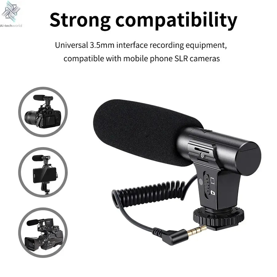 MAMEN Video Recording Microphone with Long Spring Cable Plug and Play for Phone SLR Camera for Vlog Interview Podcast Microfone Ai-TechWorld 