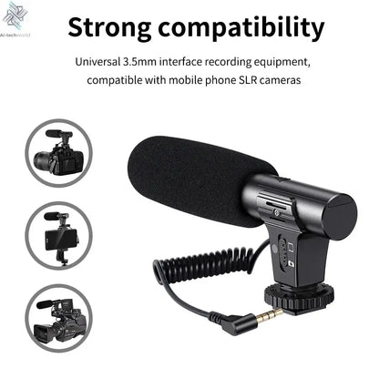 MAMEN Video Recording Microphone with Long Spring Cable Plug and Play for Phone SLR Camera for Vlog Interview Podcast Microfone Ai-TechWorld 
