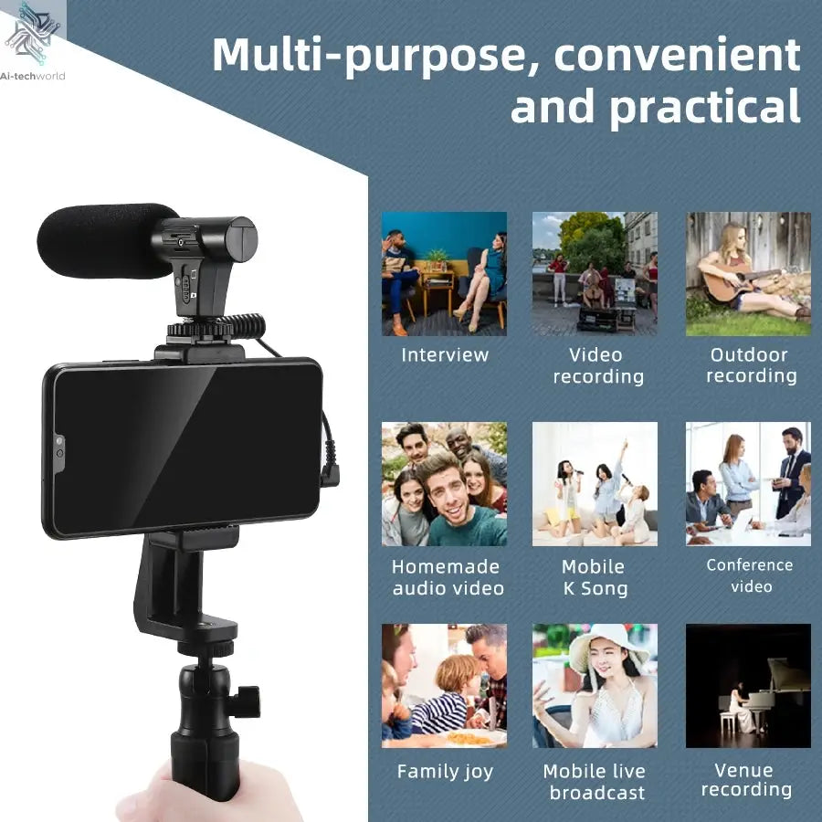 MAMEN Video Recording Microphone with Long Spring Cable Plug and Play for Phone SLR Camera for Vlog Interview Podcast Microfone Ai-TechWorld 