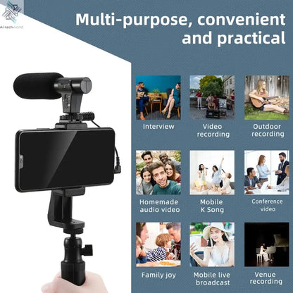 MAMEN Video Recording Microphone with Long Spring Cable Plug and Play for Phone SLR Camera for Vlog Interview Podcast Microfone Ai-TechWorld 