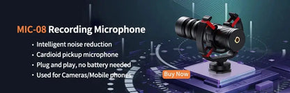 MAMEN Video Recording Microphone with Long Spring Cable Plug and Play for Phone SLR Camera for Vlog Interview Podcast Microfone Ai-TechWorld 