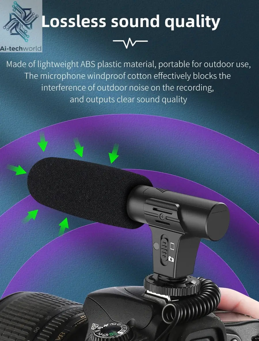 MAMEN Video Recording Microphone with Long Spring Cable Plug and Play for Phone SLR Camera for Vlog Interview Podcast Microfone Ai-TechWorld 