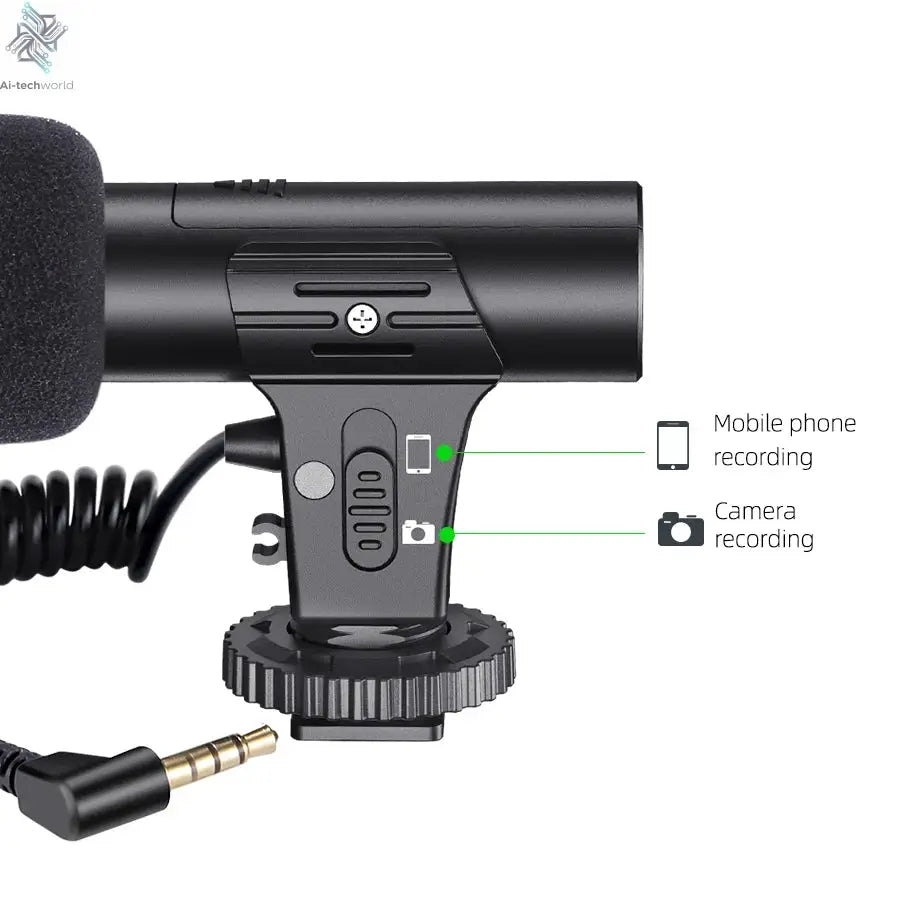 MAMEN Video Recording Microphone with Long Spring Cable Plug and Play for Phone SLR Camera for Vlog Interview Podcast Microfone Ai-TechWorld 