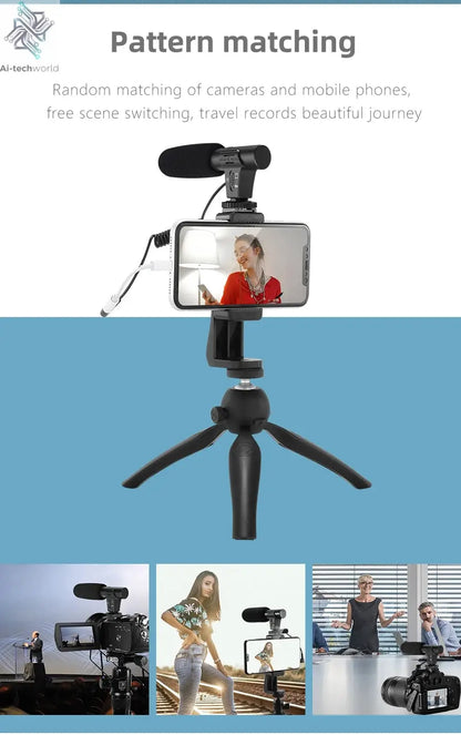 MAMEN Video Recording Microphone with Long Spring Cable Plug and Play for Phone SLR Camera for Vlog Interview Podcast Microfone Ai-TechWorld 