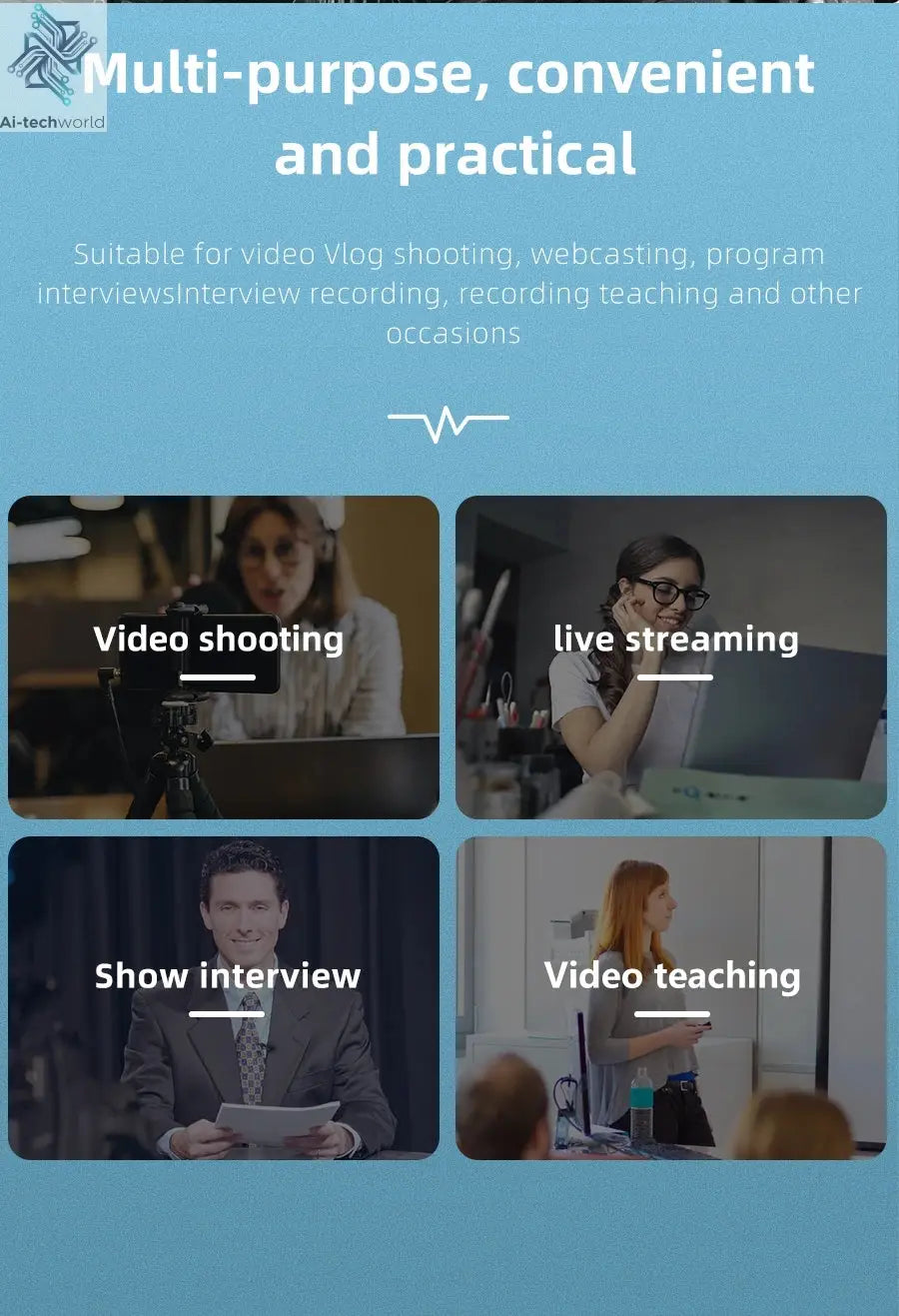 MAMEN Video Recording Microphone with Long Spring Cable Plug and Play for Phone SLR Camera for Vlog Interview Podcast Microfone Ai-TechWorld 