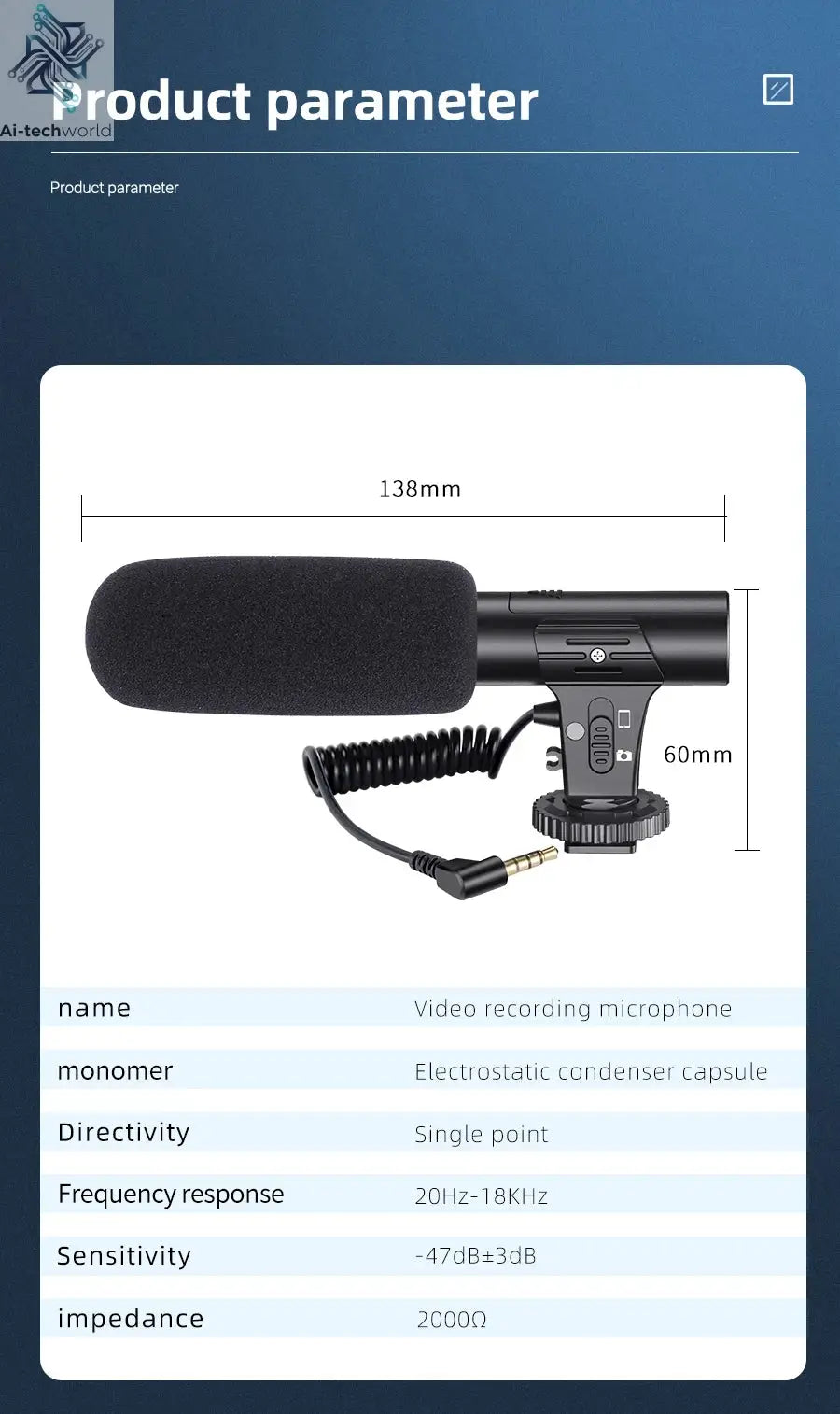 MAMEN Video Recording Microphone with Long Spring Cable Plug and Play for Phone SLR Camera for Vlog Interview Podcast Microfone Ai-TechWorld 