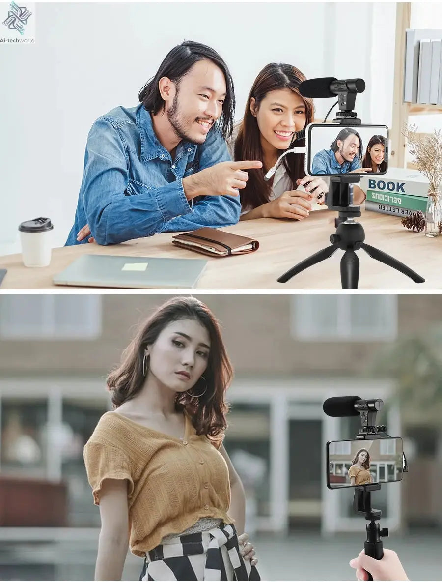 MAMEN Video Recording Microphone with Long Spring Cable Plug and Play for Phone SLR Camera for Vlog Interview Podcast Microfone Ai-TechWorld 