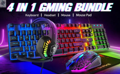 MANBASNAKE T11 Wired Gaming Keyboard and Mouse Headset Combo,Rainbow LED Backlit Wired Keyboard Ai-TechWorld 