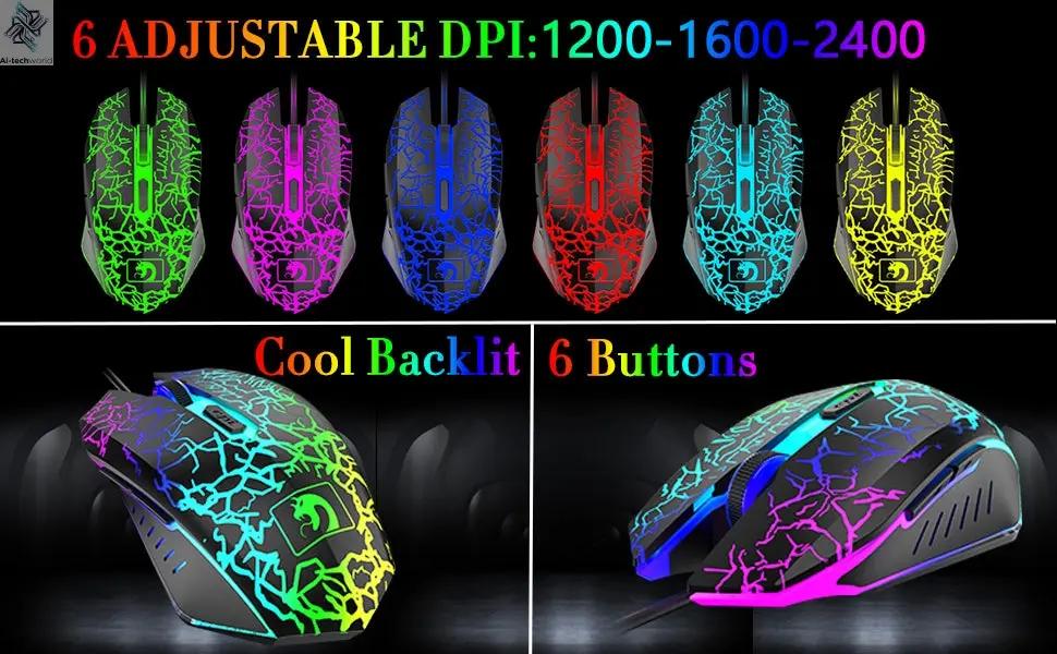 MANBASNAKE T11 Wired Gaming Keyboard and Mouse Headset Combo,Rainbow LED Backlit Wired Keyboard Ai-TechWorld 