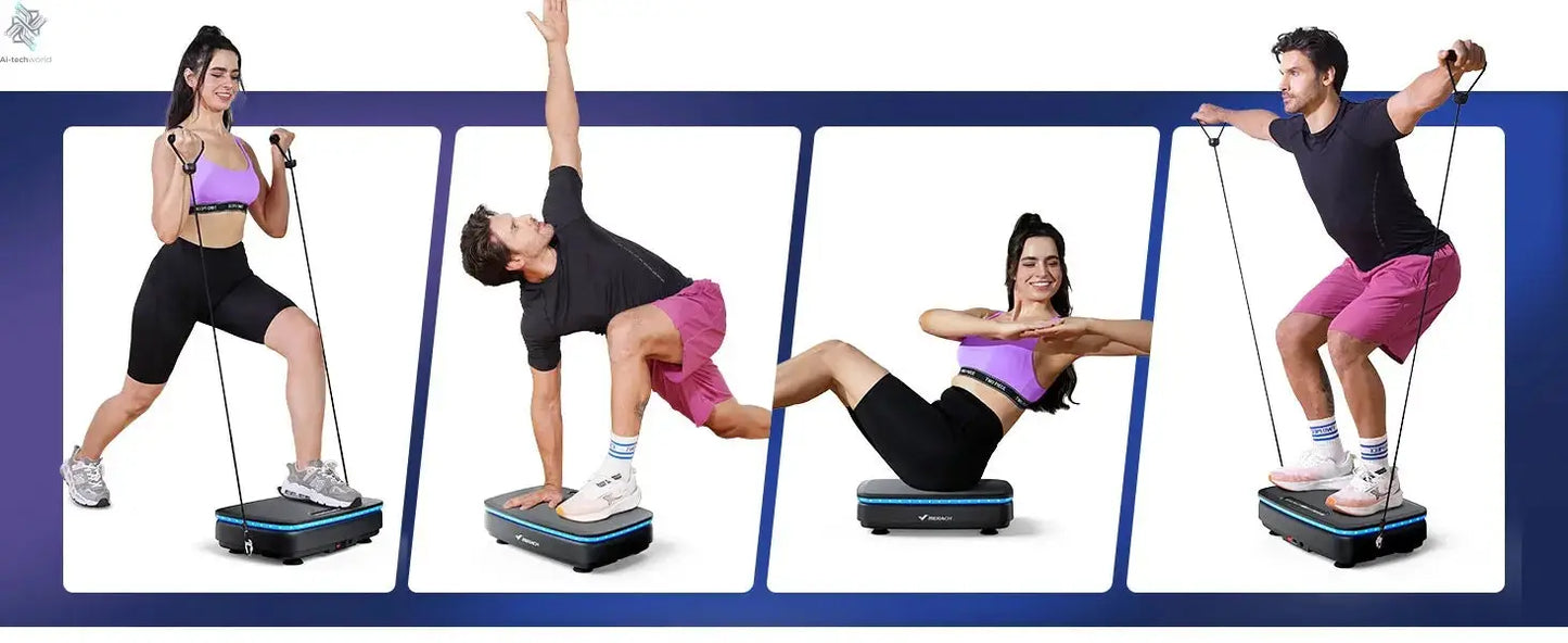 MERACH Vibration Plate Exercise Machine with Light Whole Body Workout Power Vibrate Platform Vibration Plate Lymphatic Drainage Ai-TechWorld 