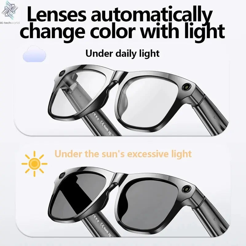 MIJIA 4K AI Smart Glasses Chat GPT HD Camera Bluetooth Call Voice Assistant Music Player Translate Photochromic Glasses Help with passing exams Ai-TechWorld 