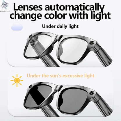MIJIA 4K AI Smart Glasses Chat GPT HD Camera Bluetooth Call Voice Assistant Music Player Translate Photochromic Glasses Help with passing exams Ai-TechWorld 