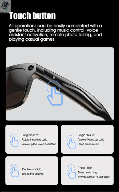 MIJIA 4K AI Smart Glasses Chat GPT HD Camera Bluetooth Call Voice Assistant Music Player Translate Photochromic Glasses Help with passing exams Ai-TechWorld 