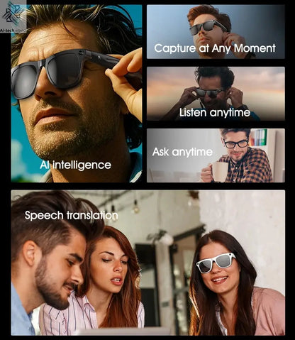 MIJIA 4K AI Smart Glasses Chat GPT HD Camera Bluetooth Call Voice Assistant Music Player Translate Photochromic Glasses Help with passing exams Ai-TechWorld 