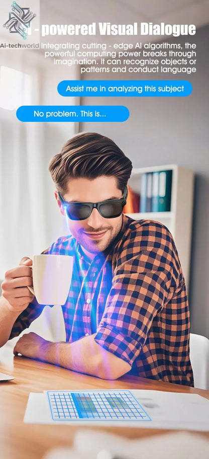 MIJIA 4K AI Smart Glasses Chat GPT HD Camera Bluetooth Call Voice Assistant Music Player Translate Photochromic Glasses Help with passing exams Ai-TechWorld 