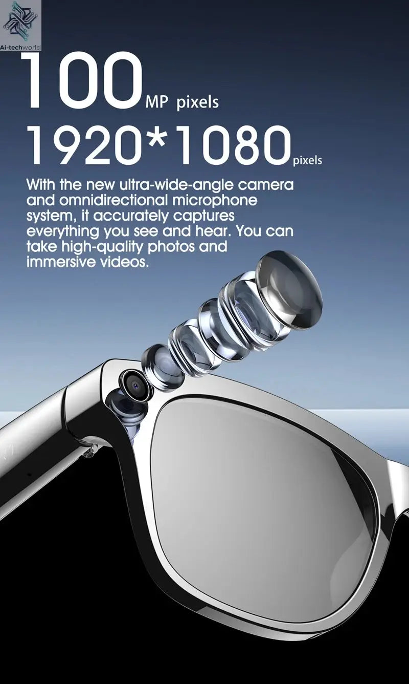 MIJIA 4K AI Smart Glasses Chat GPT HD Camera Bluetooth Call Voice Assistant Music Player Translate Photochromic Glasses Help with passing exams Ai-TechWorld 