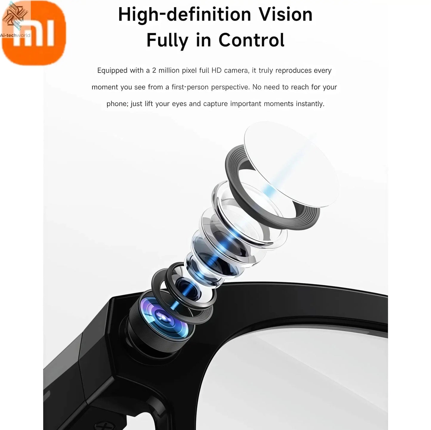 MIJIA 6K HD AI Smart Camera Glasses Multifunctional Bluetooth Calling Voice Assistant Music Player Translation Camera Glasses Help passing Exams Ai-TechWorld 