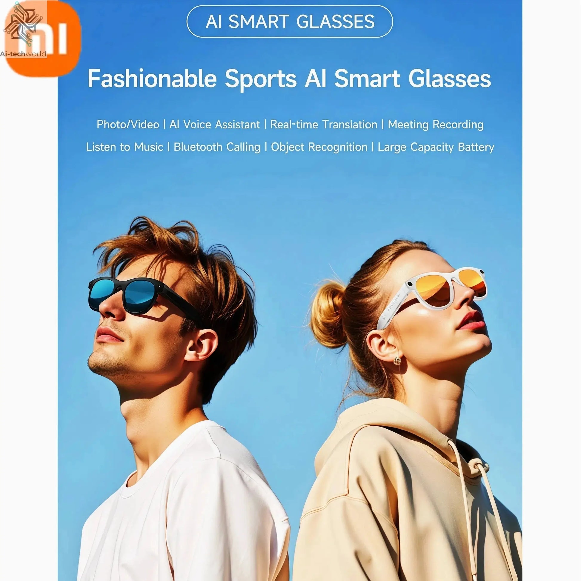 MIJIA 6K HD AI Smart Camera Glasses Multifunctional Bluetooth Calling Voice Assistant Music Player Translation Camera Glasses Help passing Exams Ai-TechWorld 