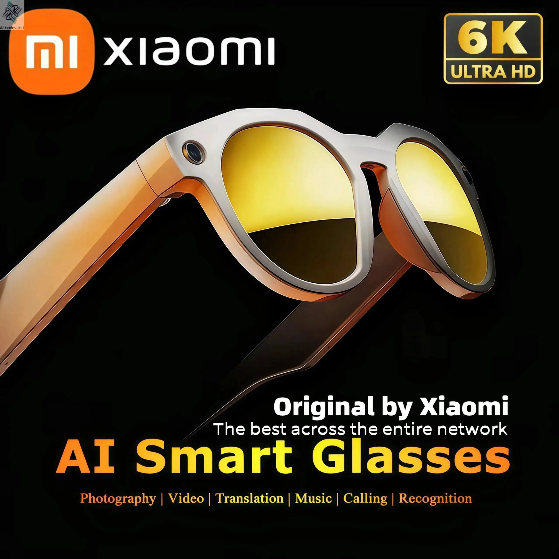 MIJIA 6K HD AI Smart Camera Glasses Multifunctional Bluetooth Calling Voice Assistant Music Player Translation Camera Glasses Help passing Exams Ai-TechWorld 