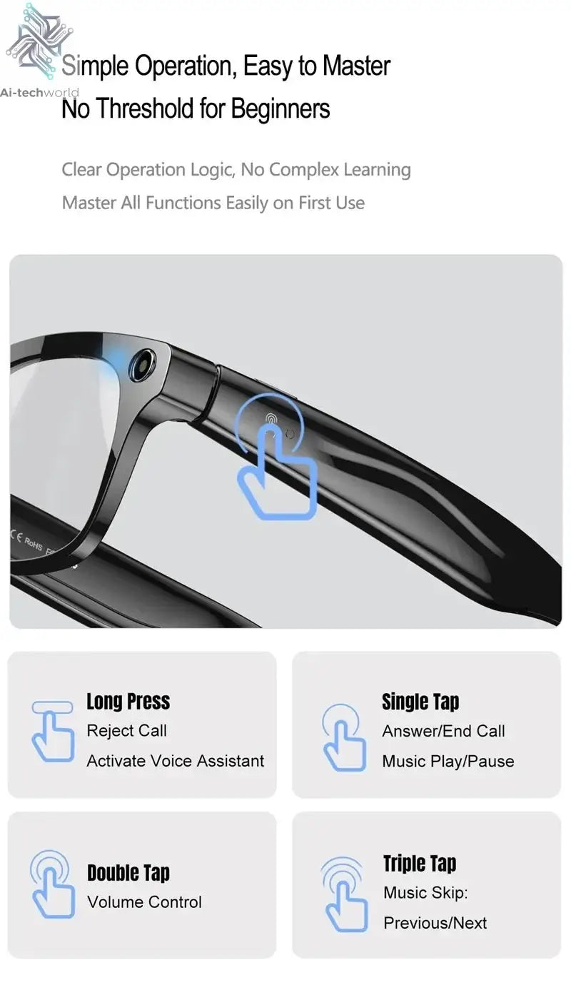 MIJIA 6K HD AI Smart Glasses Photochromic Multifunction Bluetooth Calling Voice Assistant Music Player Translate Camera 2026 Ai-TechWorld 