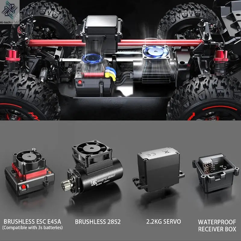 MJX 14209 14210 V3.0 1/14 RC Car 75km/h Brushless Hyper Go 2.4G Remote Control 4WD Off-road Racing RC Truck Electric Hobby Toy Ai-TechWorld 
