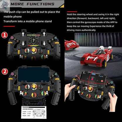 MOC Technical Racing Cars Steering Wheel Model Building Blocks Bricks Toys Creative Phone Holder Home Ornaments Kids Adults Gift Ai-TechWorld 