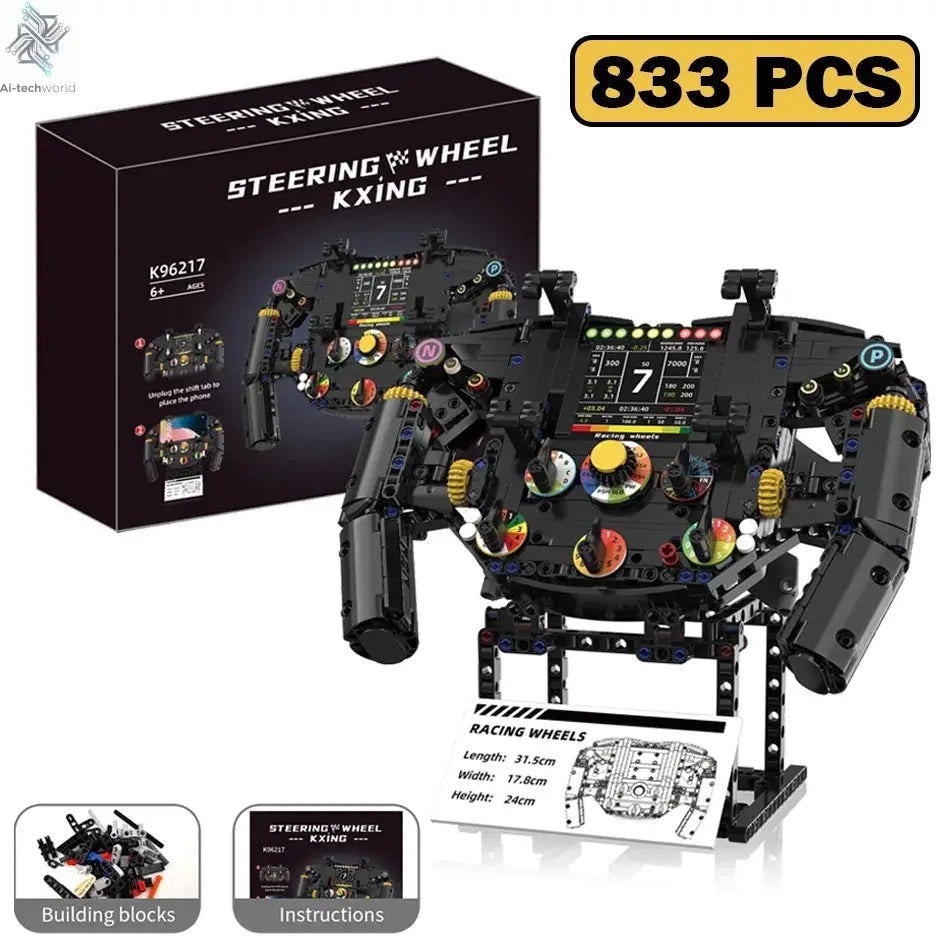 MOC Technical Racing Cars Steering Wheel Model Building Blocks Bricks Toys Creative Phone Holder Home Ornaments Kids Adults Gift Ai-TechWorld 