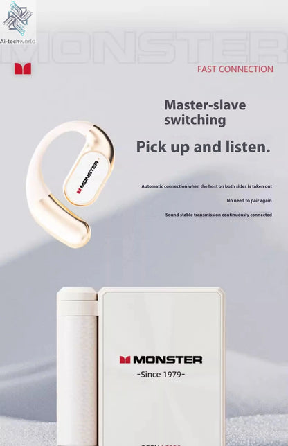 MONSTER AC530 Earphones Bluetooth 6.0 IPX5 Waterproof Double Fold Ear Hanging Bone Conduction Sports Running Headphones Gifts - Ai-TechWorld