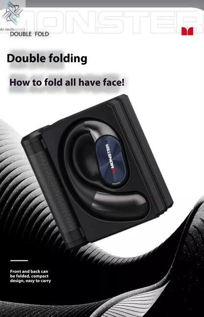 MONSTER AC530 Earphones Bluetooth 6.0 IPX5 Waterproof Double Fold Ear Hanging Bone Conduction Sports Running Headphones Gifts - Ai-TechWorld