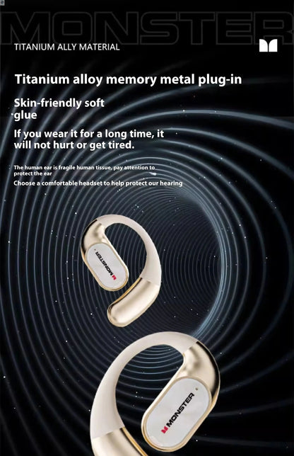 MONSTER AC530 Earphones Bluetooth 6.0 IPX5 Waterproof Double Fold Ear Hanging Bone Conduction Sports Running Headphones Gifts - Ai-TechWorld