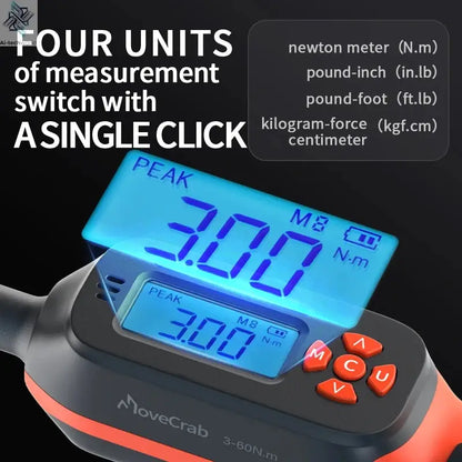 MOVECRAB Digital Torque Wrench 1.5-340N.m with Preset Values 2% Accuracy Buzzer and LED Flash Notification Ai-TechWorld 