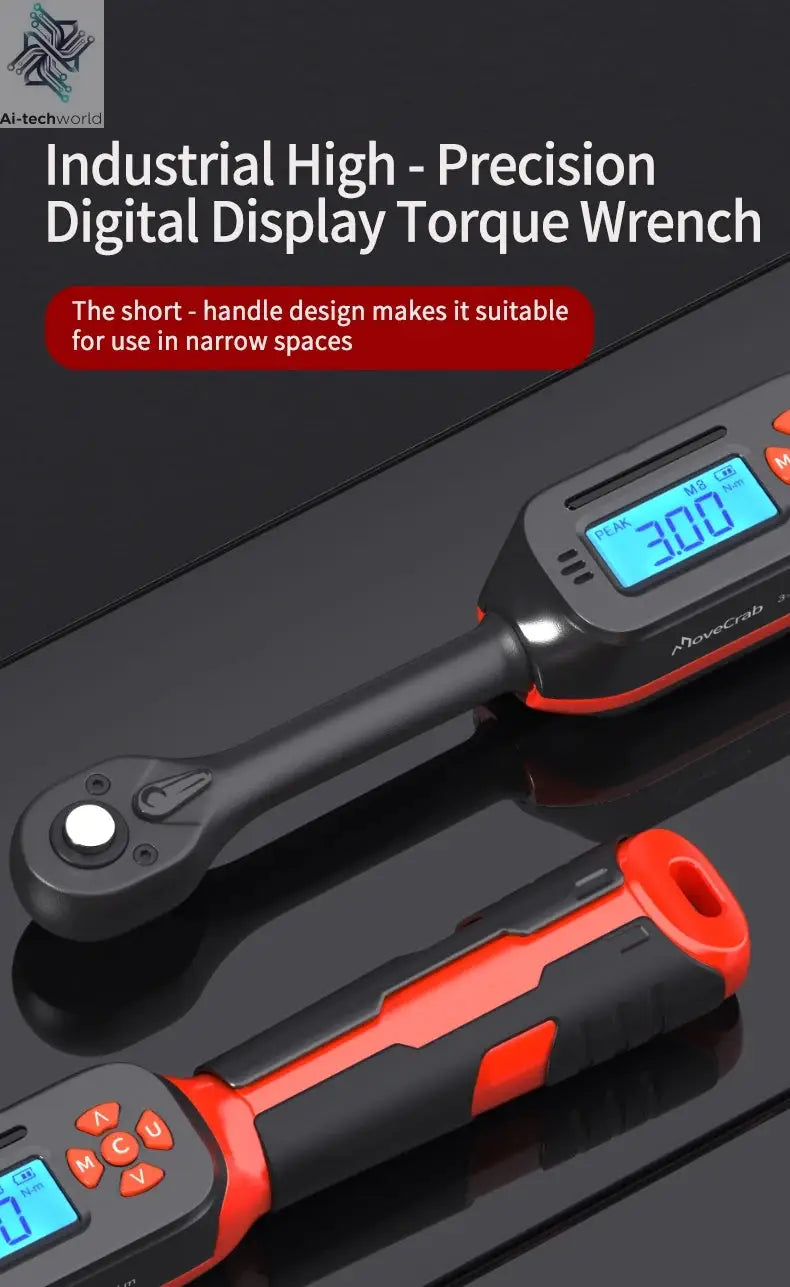 MOVECRAB Digital Torque Wrench 1.5-340N.m with Preset Values 2% Accuracy Buzzer and LED Flash Notification Ai-TechWorld 