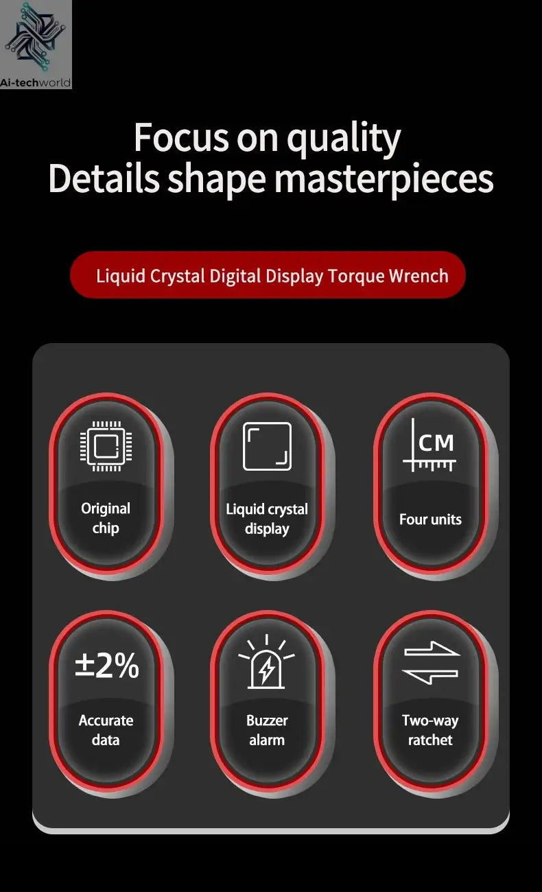 MOVECRAB Digital Torque Wrench 1.5-340N.m with Preset Values 2% Accuracy Buzzer and LED Flash Notification Ai-TechWorld 