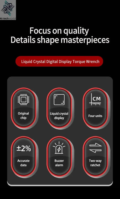 MOVECRAB Digital Torque Wrench 1.5-340N.m with Preset Values 2% Accuracy Buzzer and LED Flash Notification Ai-TechWorld 