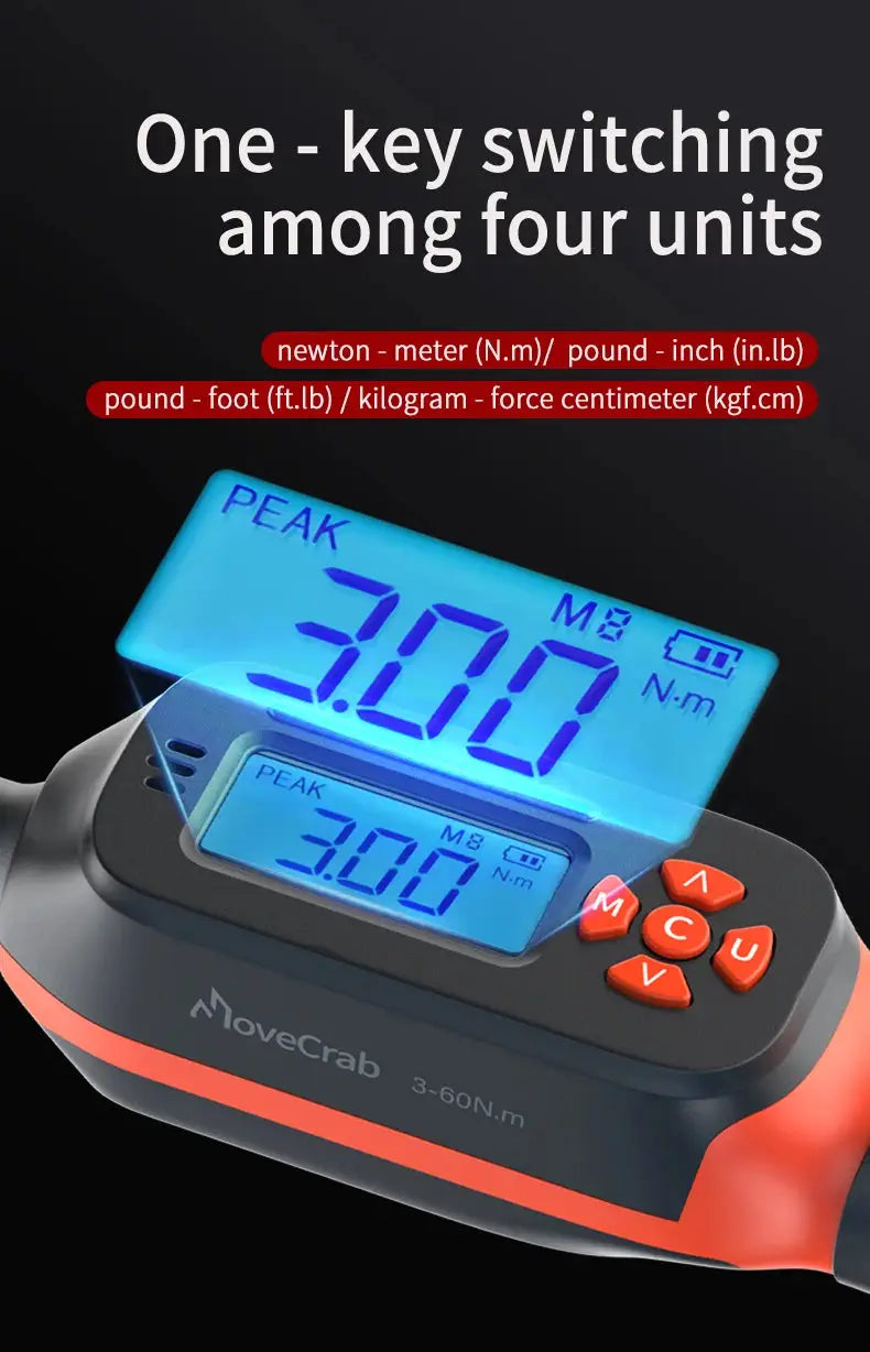 MOVECRAB Digital Torque Wrench 1.5-340N.m with Preset Values 2% Accuracy Buzzer and LED Flash Notification Ai-TechWorld 