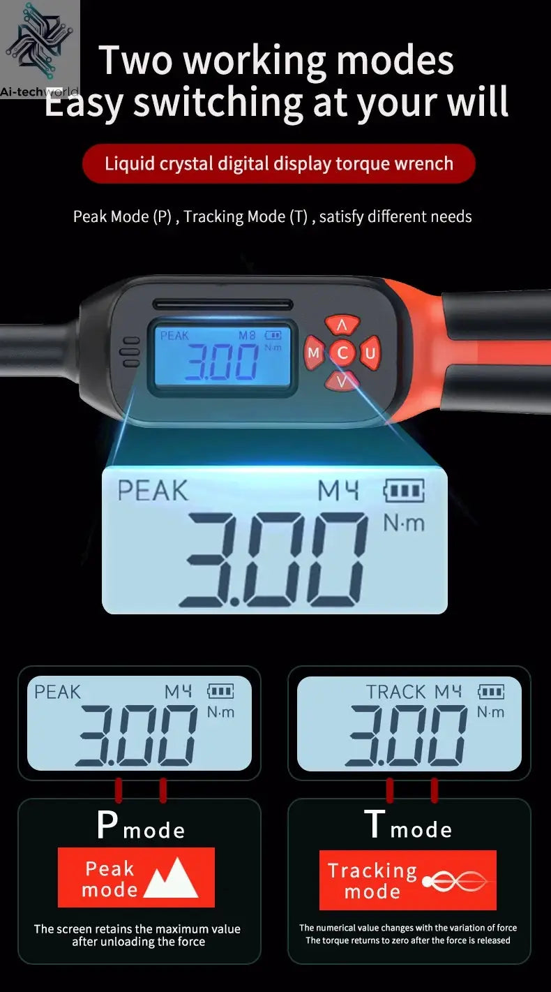 MOVECRAB Digital Torque Wrench 1.5-340N.m with Preset Values 2% Accuracy Buzzer and LED Flash Notification Ai-TechWorld 
