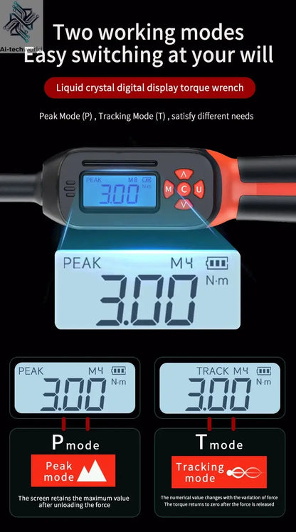MOVECRAB Digital Torque Wrench 1.5-340N.m with Preset Values 2% Accuracy Buzzer and LED Flash Notification Ai-TechWorld 