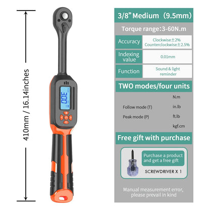 MOVECRAB Digital Torque Wrench 1.5-340N.m with Preset Values 2% Accuracy Buzzer and LED Flash Notification Ai-TechWorld 