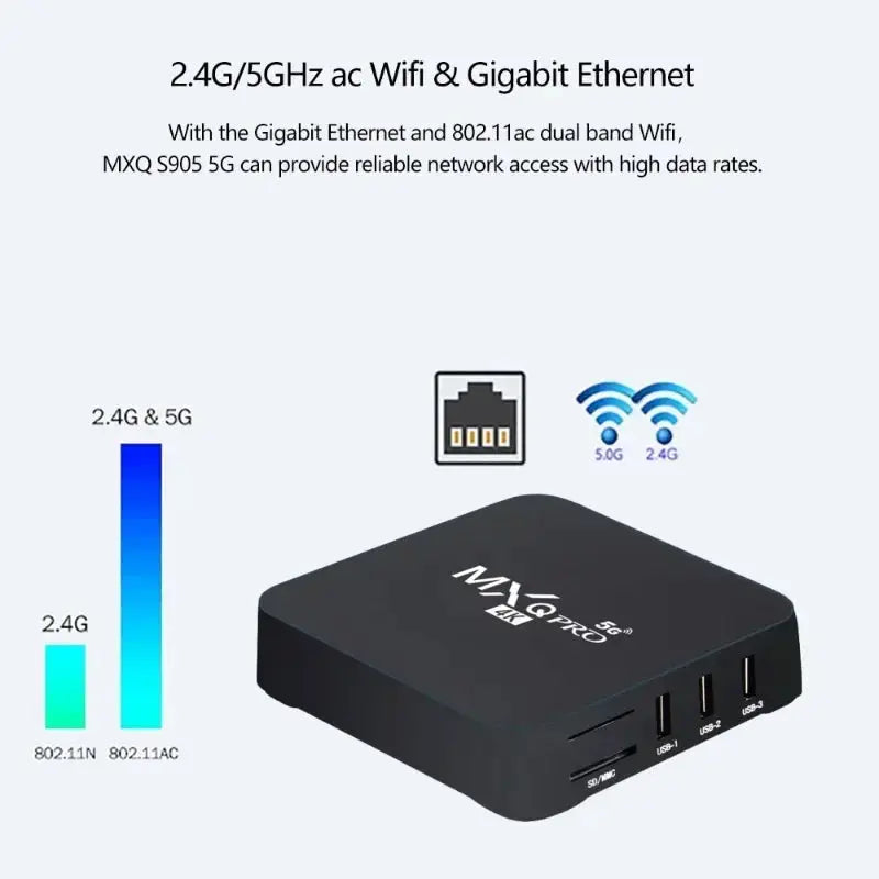 MXQ PRO TV BOX Android S905L 2.4G&5G WiFi Original Quad Core Youtube Media Player Mxq Pro 4K Set Top Box IPTV Netflix YouTube Ai-TechWorld 