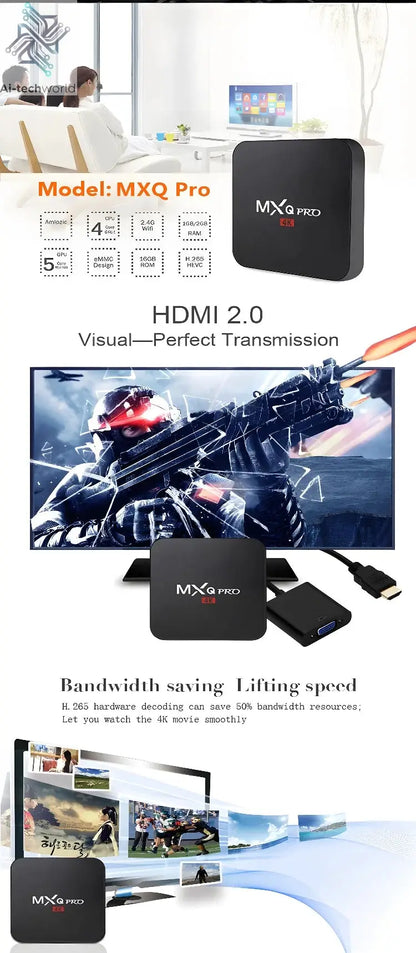 MXQ PRO TV BOX Android S905L 2.4G&5G WiFi Original Quad Core Youtube Media Player Mxq Pro 4K Set Top Box IPTV Netflix YouTube Ai-TechWorld 