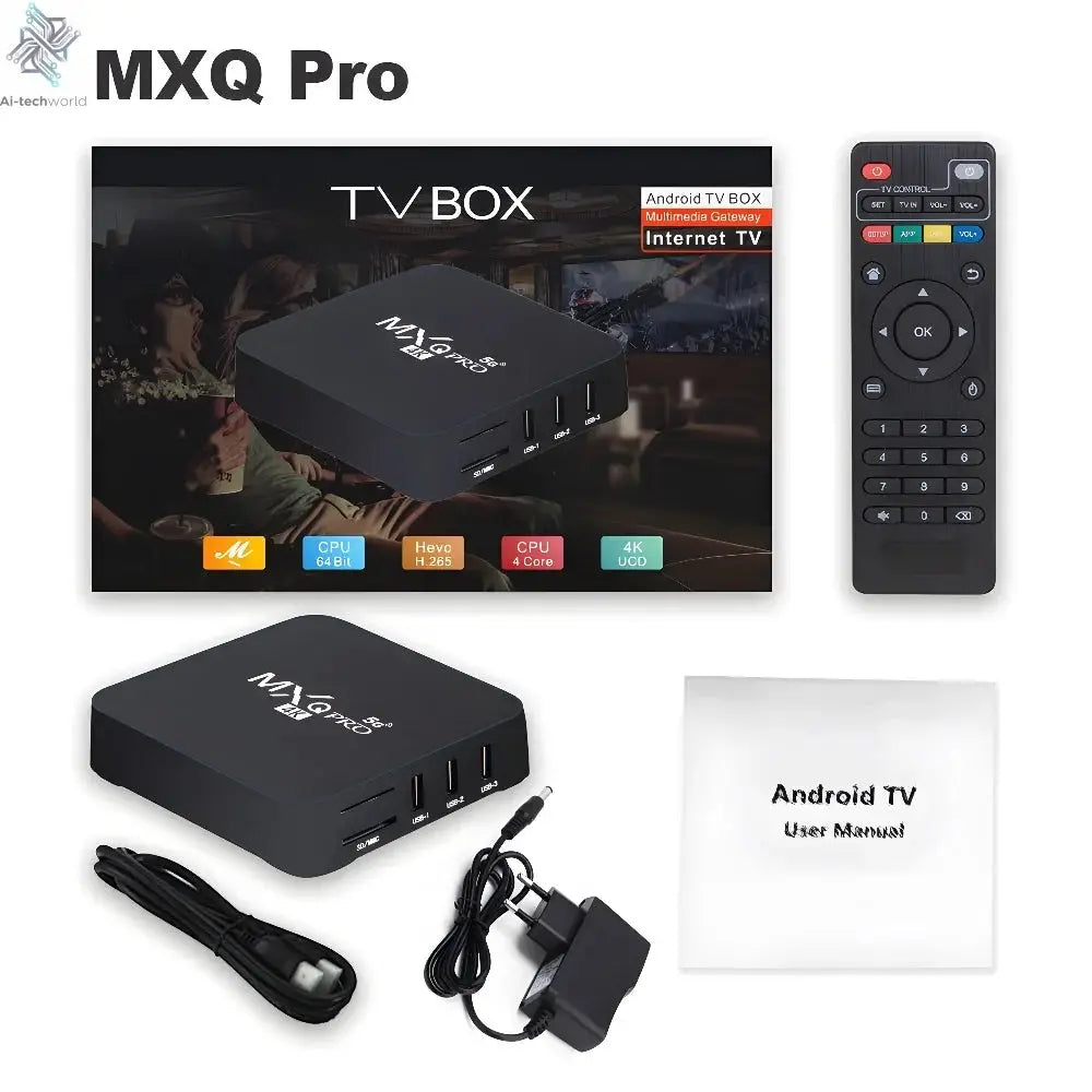 MXQ PRO TV BOX Android S905L 2.4G&5G WiFi Original Quad Core Youtube Media Player Mxq Pro 4K Set Top Box IPTV Netflix YouTube Ai-TechWorld 