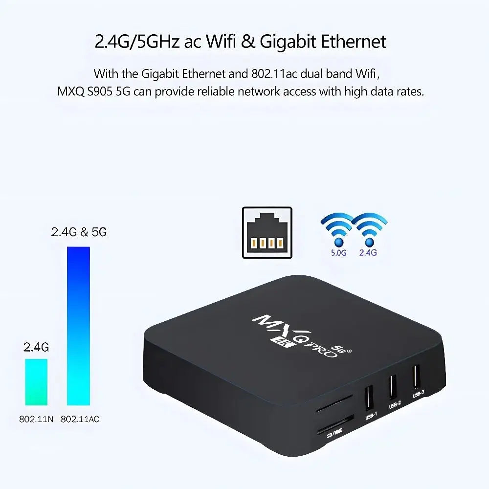 MXQ PRO TV BOX Android S905L 2.4G&5G WiFi Original Quad Core Youtube Media Player Mxq Pro 4K Set Top Box IPTV Netflix YouTube Ai-TechWorld 