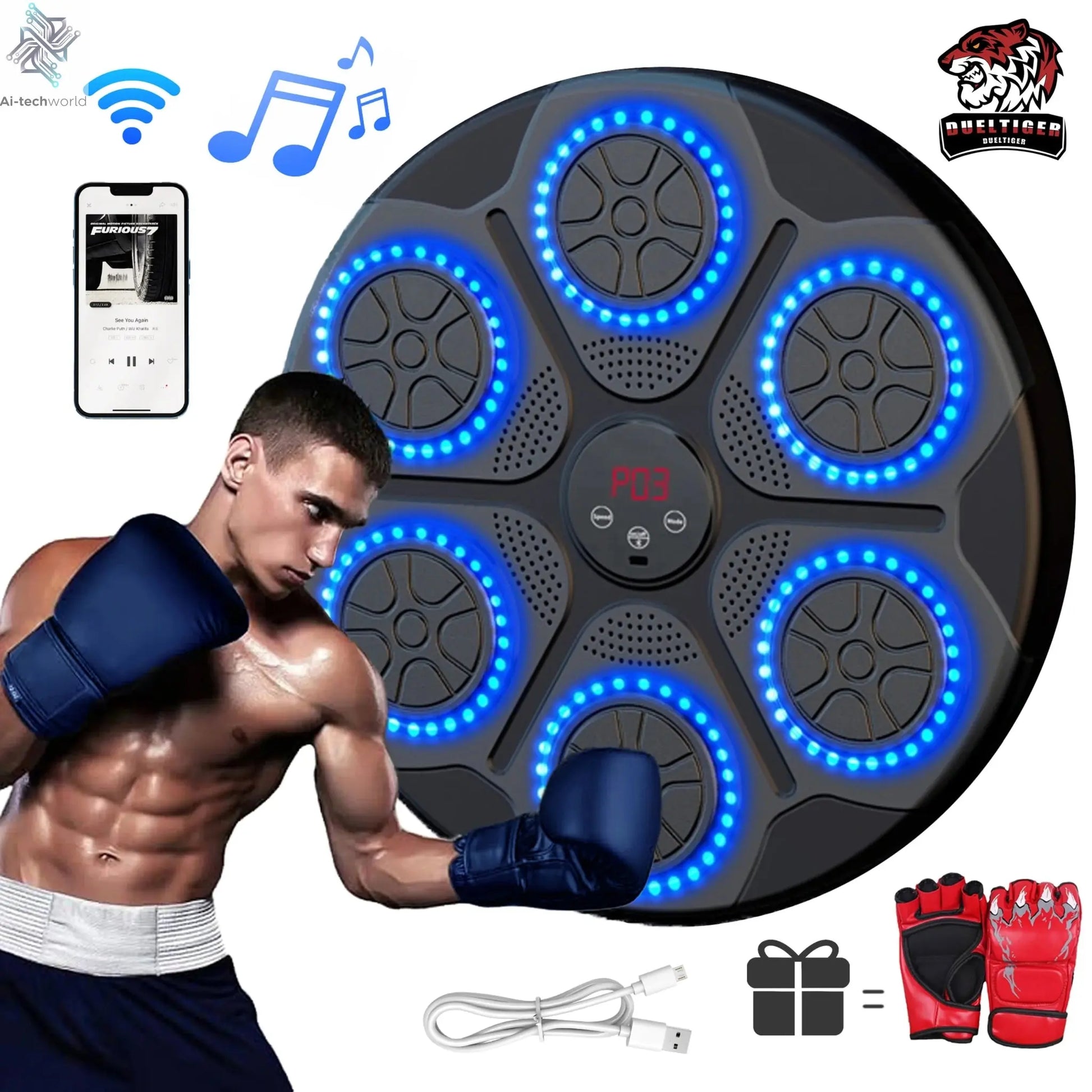 Machine Smart Bluetooth Wall - Mounted Music Boxing Trainer - Ai - TechWorld