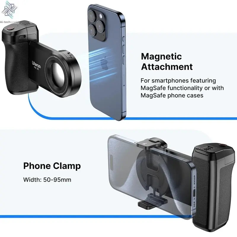 MagSafe Bluetooth Selfie Handle Grip Camera Shutter Stabilizer for Smartphones Ai-TechWorld 